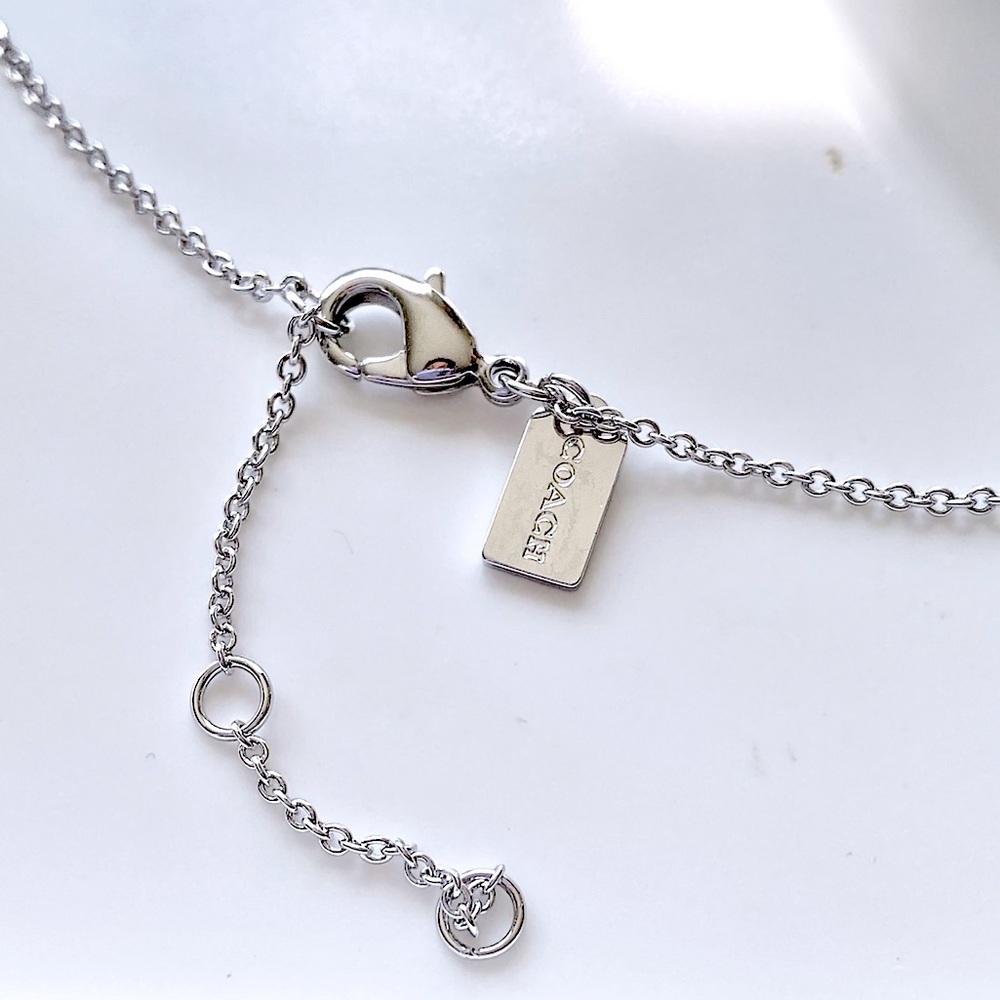 COACH Signature Silver Logo Bezel Earring and Necklace Set - Picture 8 of 14